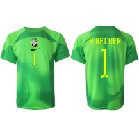Camisa de time de futebol Brasil Alisson Becker #1 Goleiro Replicas 2º Equipamento Mundo 2022 Manga Curta